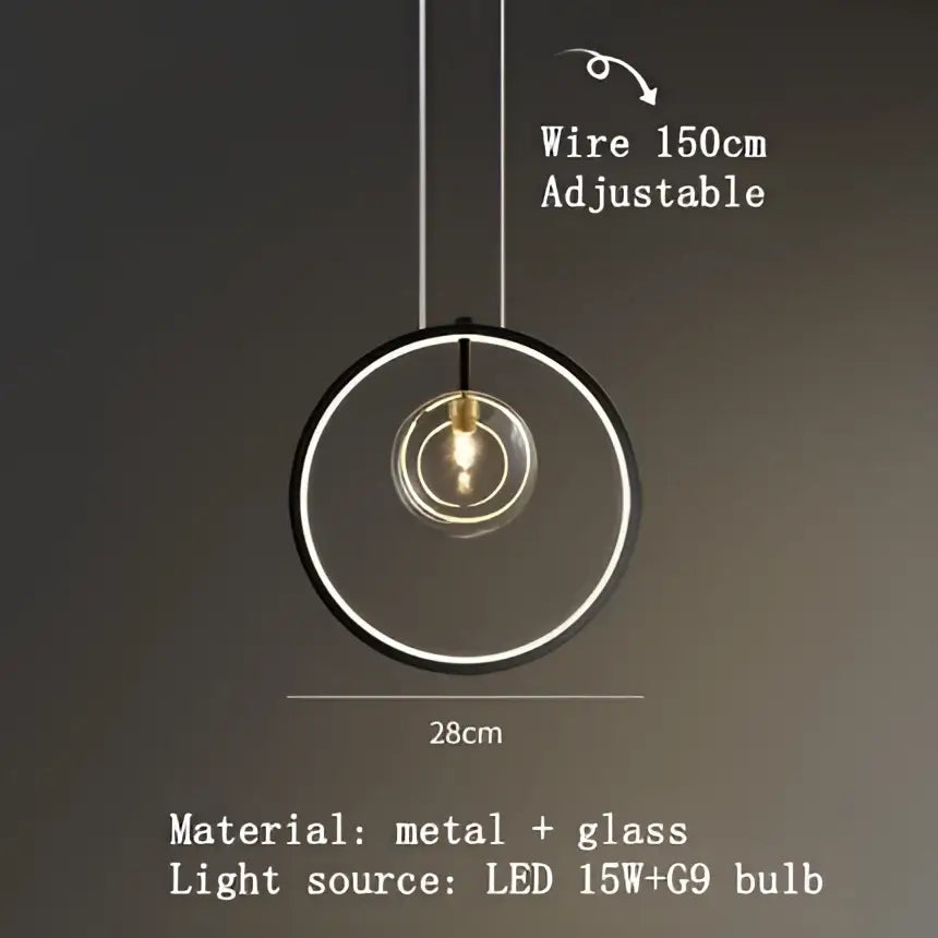 Modern black metal clear glass led chandelier with adjustable 150cm wire for dining room decorbites clear glass lighting
