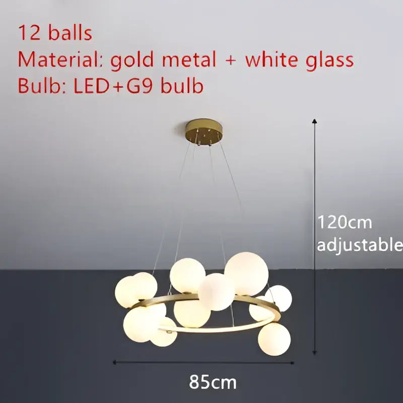 Modern black metal chandelier with twelve frosted clear glass led spheres for dining room decorbites clear glass lighting