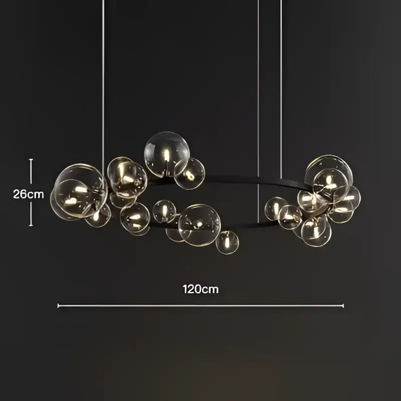 Modern black metal glass ball pendant chandelier featuring a sleek frame for elegant dining room decorbites glass ball design