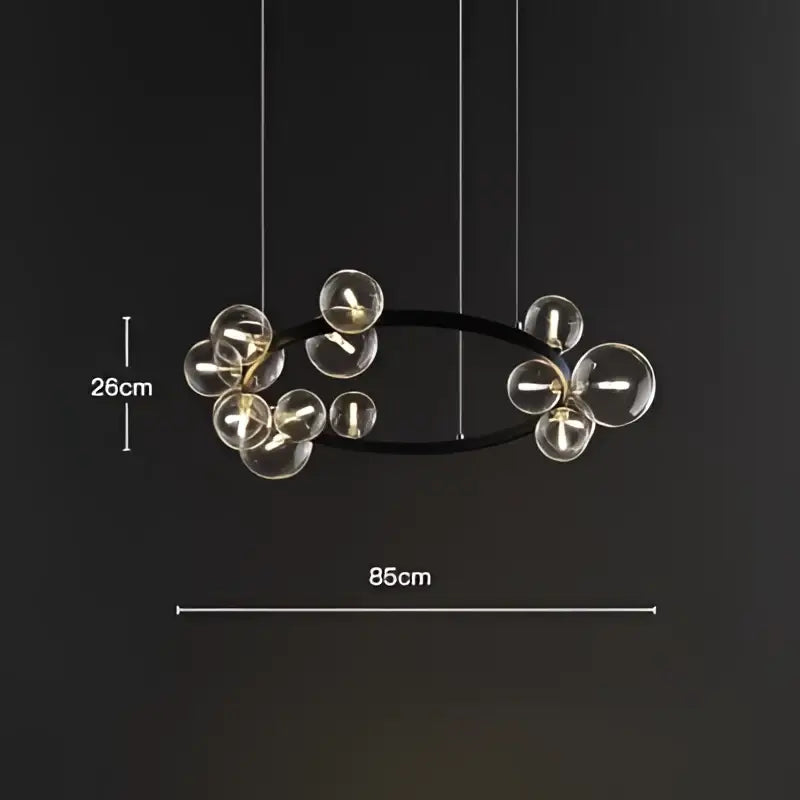 Modern black metal pendant chandelier with clear glass ball bulbs ideal for dining room decorbites glass ball pendant