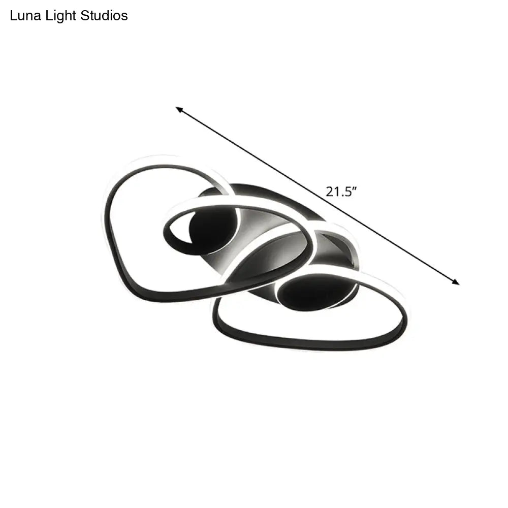 DecorBites™ DecorBites™ Modern Black Metal LED Ceiling Fixture with Dual Loving Heart Design, Warm/White Light - Bedroom Flush Lamp