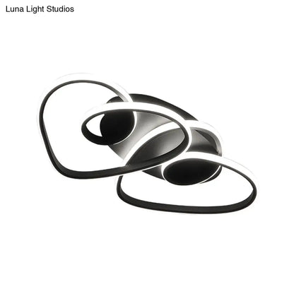 DecorBites™ DecorBites™ Modern Black Metal LED Ceiling Fixture with Dual Loving Heart Design, Warm/White Light - Bedroom Flush Lamp