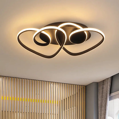 DecorBites™ DecorBites™ Modern Black Metal LED Ceiling Fixture with Dual Loving Heart Design, Warm/White Light - Bedroom Flush Lamp