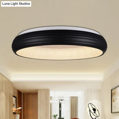 DecorBites™ DecorBites™ Modern Black Metal LED Ceiling Lamp for Living Room - 19"/25" Wide Round Flush Mount Fixture