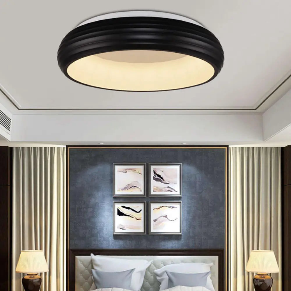 DecorBites™ DecorBites™ Modern Black Metal LED Ceiling Lamp for Living Room - 19"/25" Wide Round Flush Mount Fixture