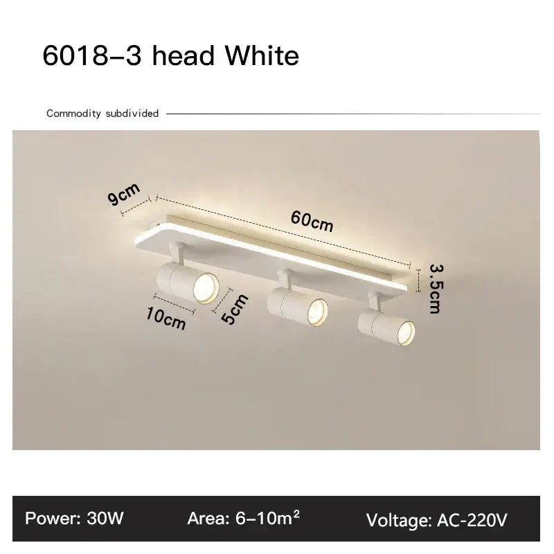 White 6018-3 head ceiling light with three adjustable spotlights modern black metal led ceiling lamp decorbites led ceiling