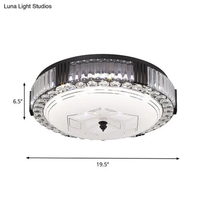 DecorBites™ DecorBites™ Modern Black Metal LED Flush Mount Bedroom Lamp with Crystal Accent
