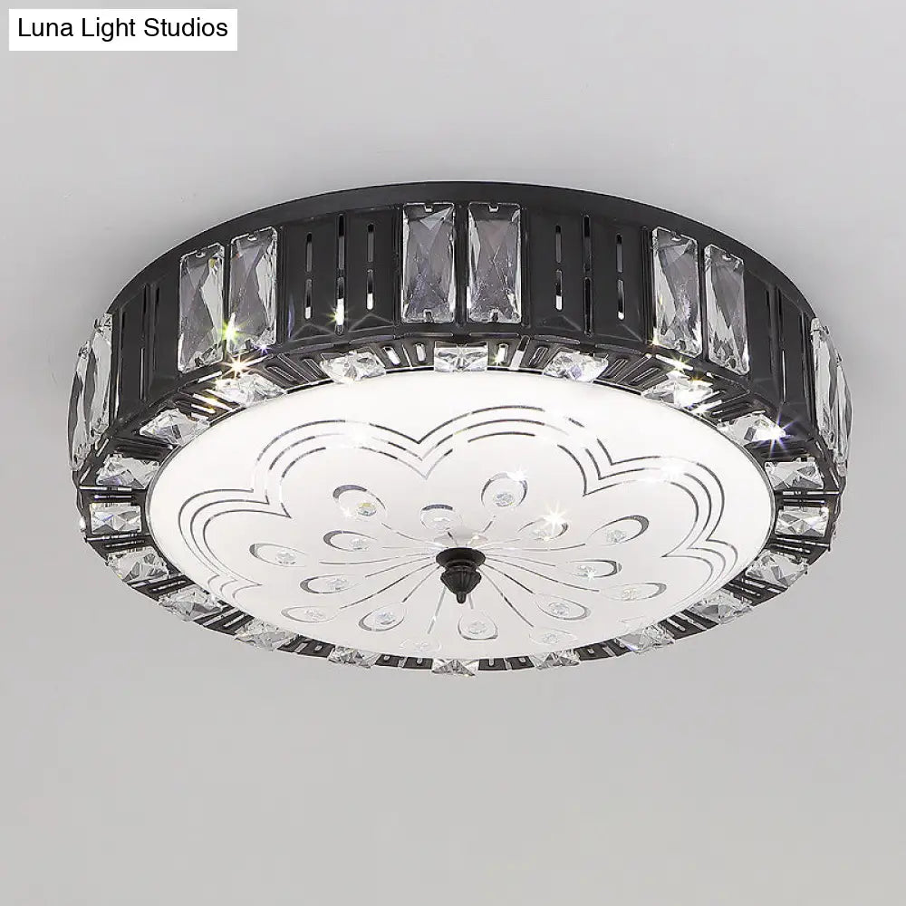DecorBites™ DecorBites™ Modern Black Metal LED Flush Mount Bedroom Lamp with Crystal Accent