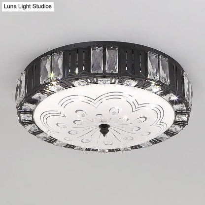 DecorBites™ DecorBites™ Modern Black Metal LED Flush Mount Bedroom Lamp with Crystal Accent