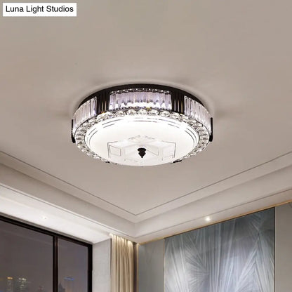 DecorBites™ DecorBites™ Modern Black Metal LED Flush Mount Bedroom Lamp with Crystal Accent
