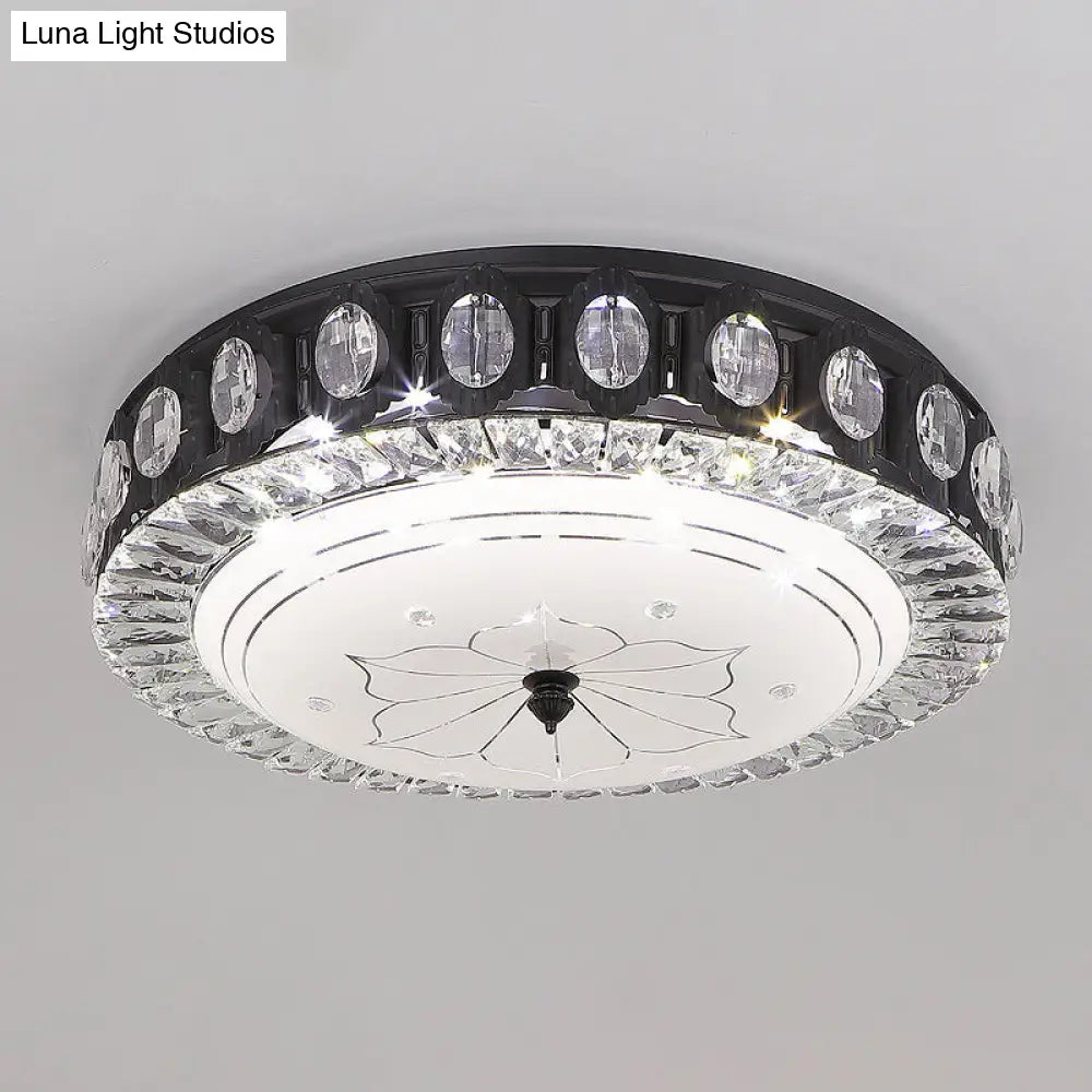 DecorBites™ DecorBites™ Modern Black Metal LED Flush Mount Bedroom Lamp with Crystal Accent