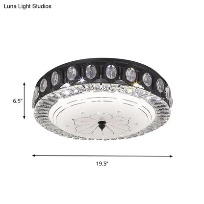 DecorBites™ DecorBites™ Modern Black Metal LED Flush Mount Bedroom Lamp with Crystal Accent