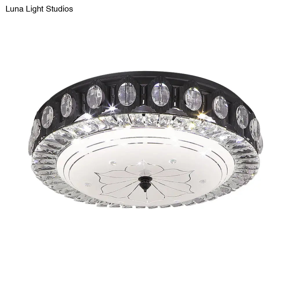 DecorBites™ DecorBites™ Modern Black Metal LED Flush Mount Bedroom Lamp with Crystal Accent