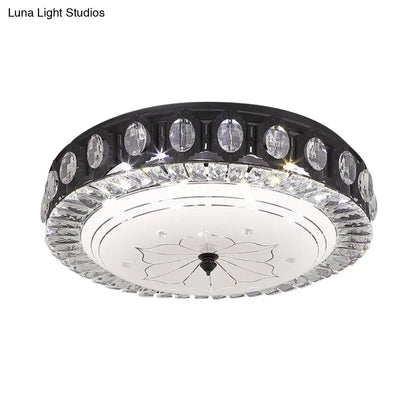 DecorBites™ DecorBites™ Modern Black Metal LED Flush Mount Bedroom Lamp with Crystal Accent