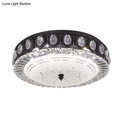 DecorBites™ DecorBites™ Modern Black Metal LED Flush Mount Bedroom Lamp with Crystal Accent