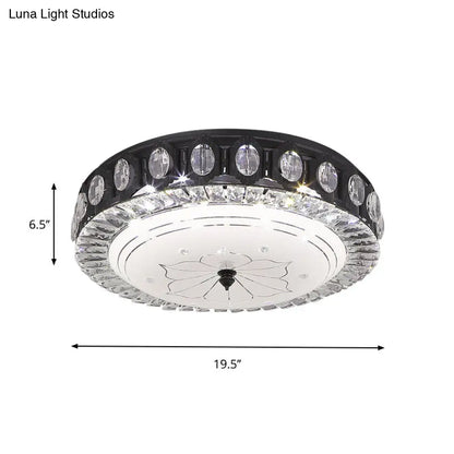 DecorBites™ DecorBites™ Modern Black Metal LED Flush Mount Bedroom Lamp with Crystal Accent