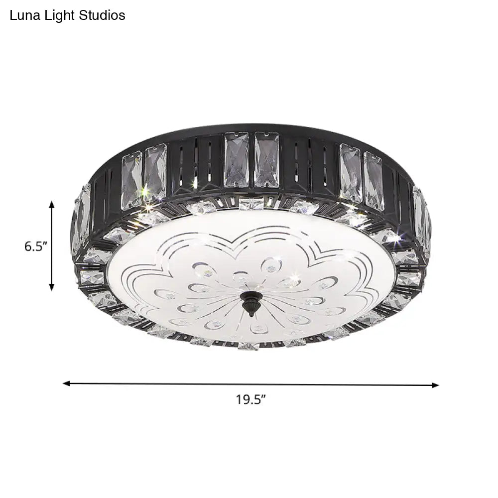 DecorBites™ DecorBites™ Modern Black Metal LED Flush Mount Bedroom Lamp with Crystal Accent