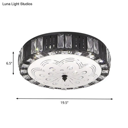 DecorBites™ DecorBites™ Modern Black Metal LED Flush Mount Bedroom Lamp with Crystal Accent