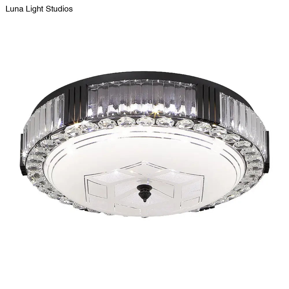 DecorBites™ DecorBites™ Modern Black Metal LED Flush Mount Bedroom Lamp with Crystal Accent