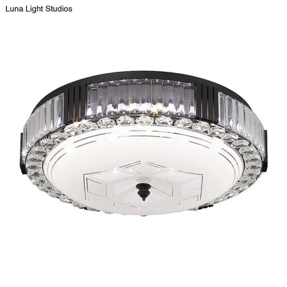 DecorBites™ DecorBites™ Modern Black Metal LED Flush Mount Bedroom Lamp with Crystal Accent