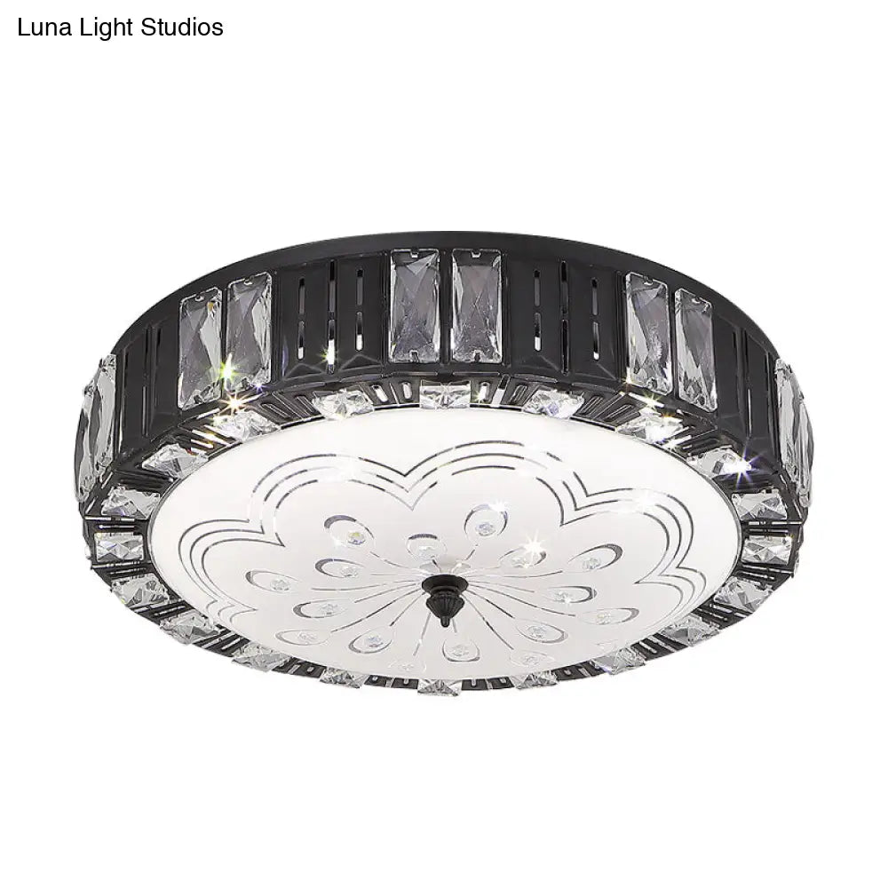 DecorBites™ DecorBites™ Modern Black Metal LED Flush Mount Bedroom Lamp with Crystal Accent