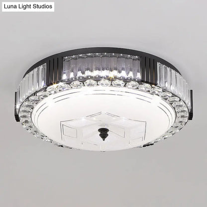 DecorBites™ DecorBites™ Modern Black Metal LED Flush Mount Bedroom Lamp with Crystal Accent