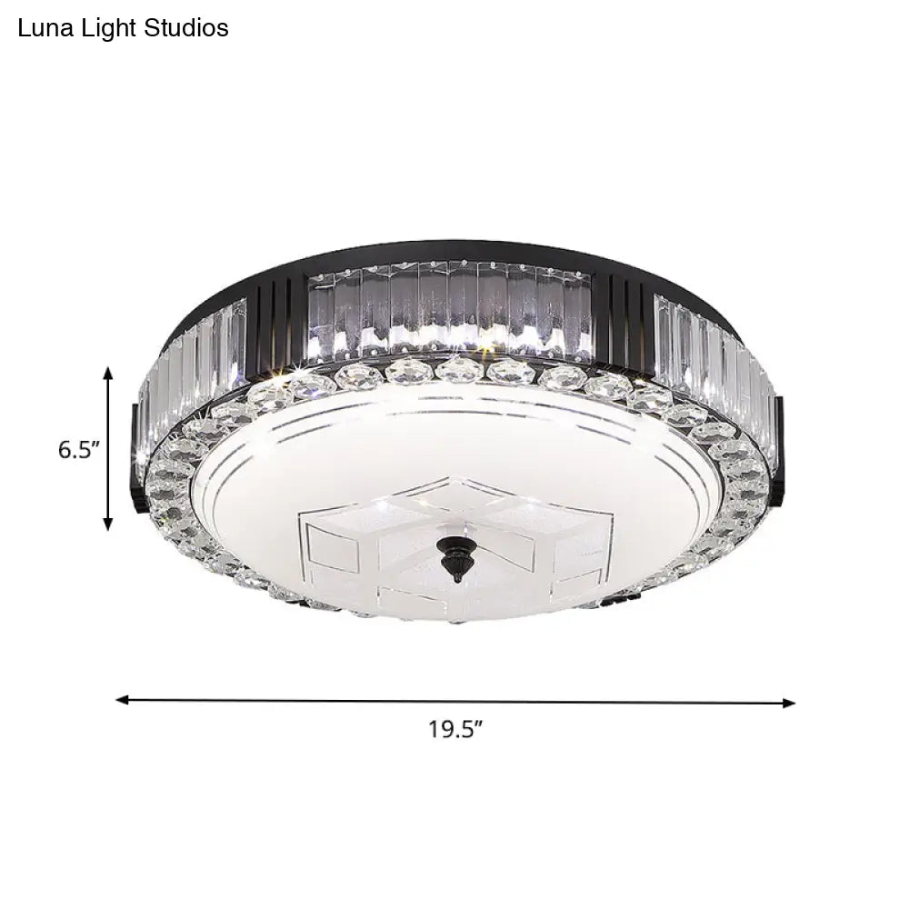 DecorBites™ DecorBites™ Modern Black Metal LED Flush Mount Bedroom Lamp with Crystal Accent