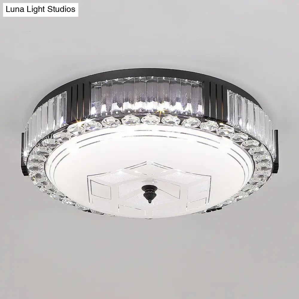 DecorBites™ DecorBites™ Modern Black Metal LED Flush Mount Bedroom Lamp with Crystal Accent