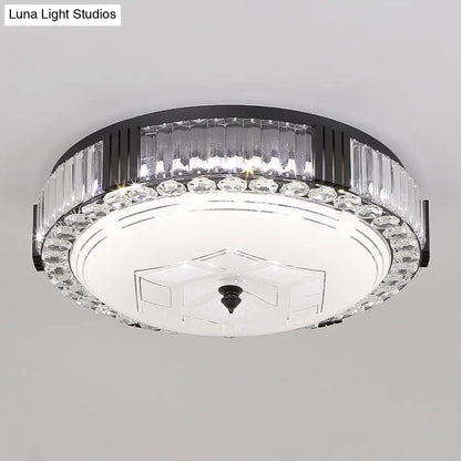 DecorBites™ DecorBites™ Modern Black Metal LED Flush Mount Bedroom Lamp with Crystal Accent