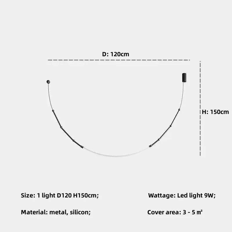 Modern black metal and silicone pendant lights with a curved arched design for living room chandelier decorbites bamboo pendant