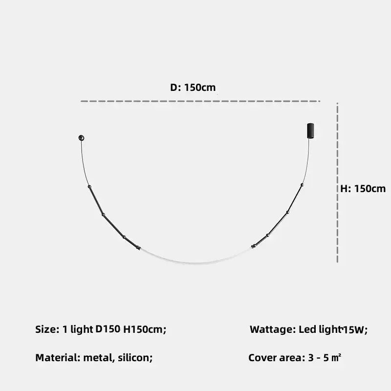 A sleek modern black metal led pendant light with curved silicone design for stylish living room decorbites bamboo pendant