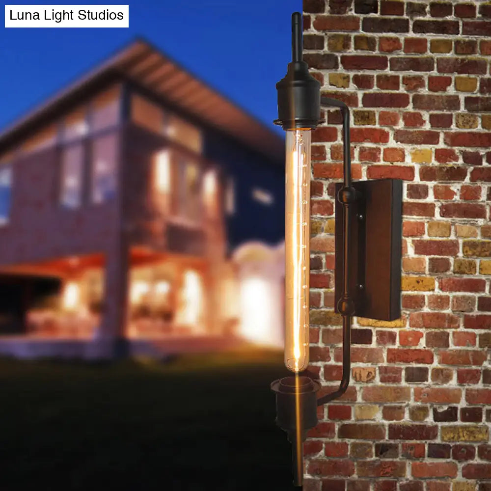 DecorBites™ DecorBites™ Modern Black Metal Linear Wall Sconce with 1 Light for Front Door