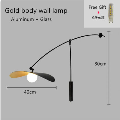 Gold body wall lamp with sleek aluminum glass design and elegant curved long arm for modern floor lamp decorbites adjustable long use