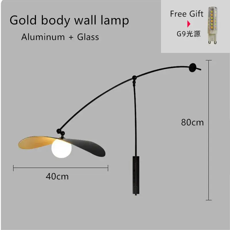 Gold body wall lamp with sleek aluminum glass design and elegant curved long arm for modern floor lamp decorbites adjustable long use