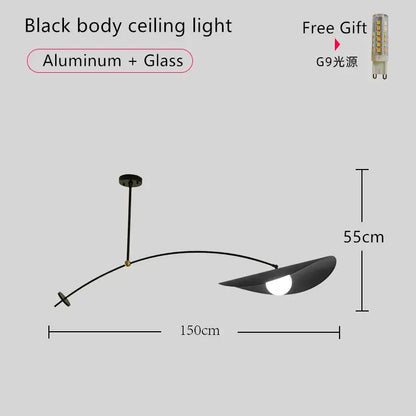 Modern black metal long arm floor lamp with sleek curved aluminum and glass ceiling light for decorbites adjustable long use