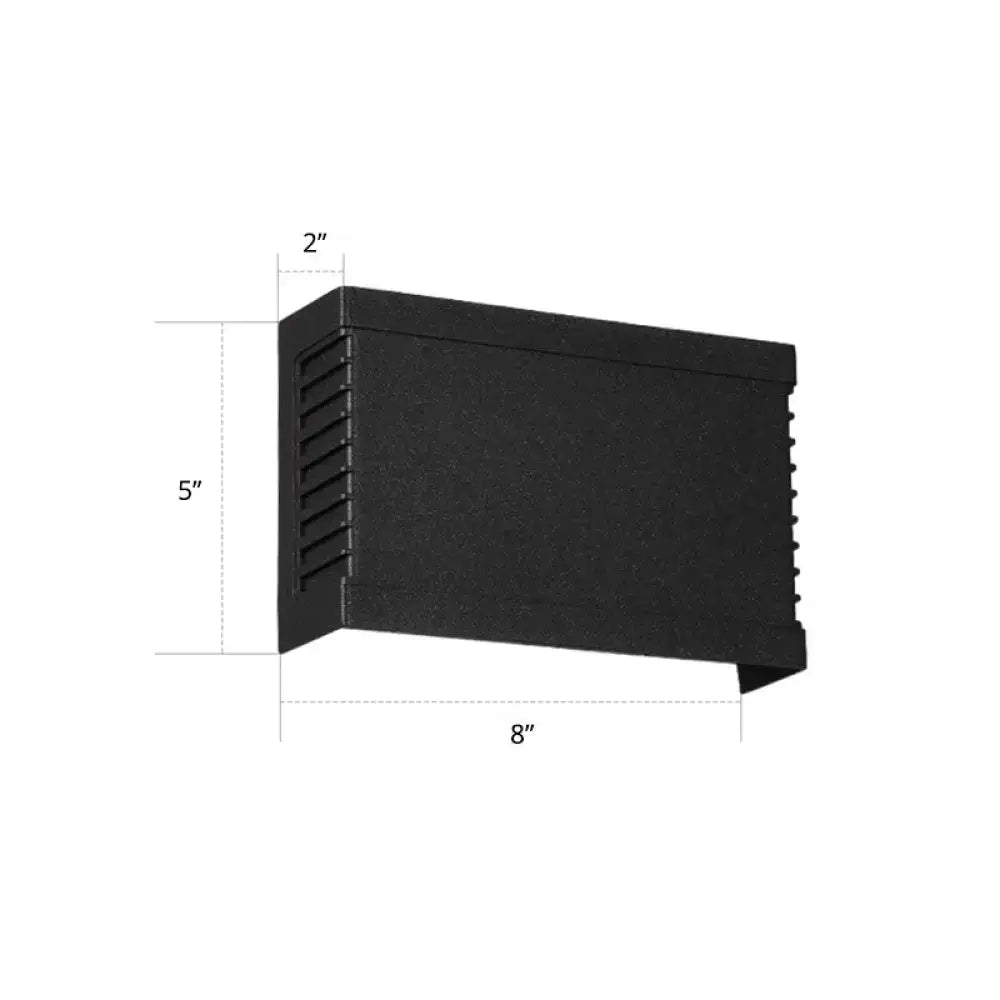Modern black metal shade wall light with textured surface and vertical slats for garden outdoor use 220v-240v 110v-120v