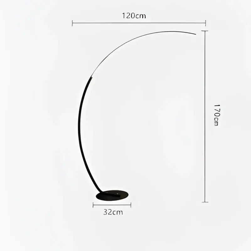 Modern black minimalist arc floor lamp with dimmable led and circular base for living room use
