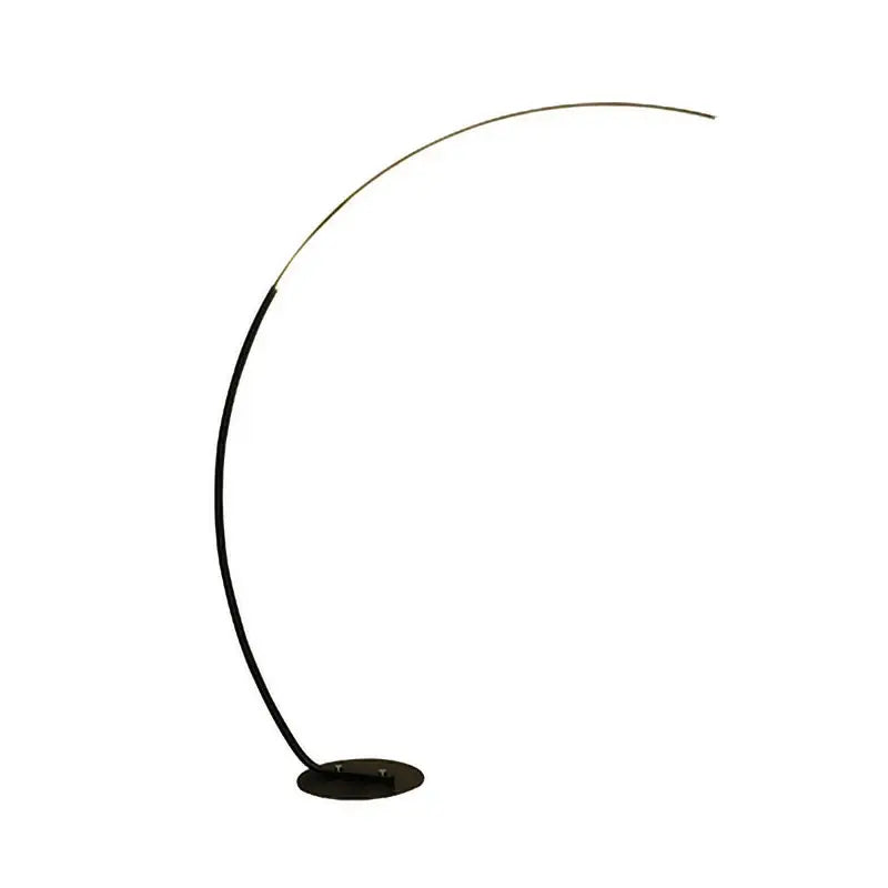 Modern black minimalist arc floor lamp with a sleek thin metallic arc for living room dimmable led lighting
