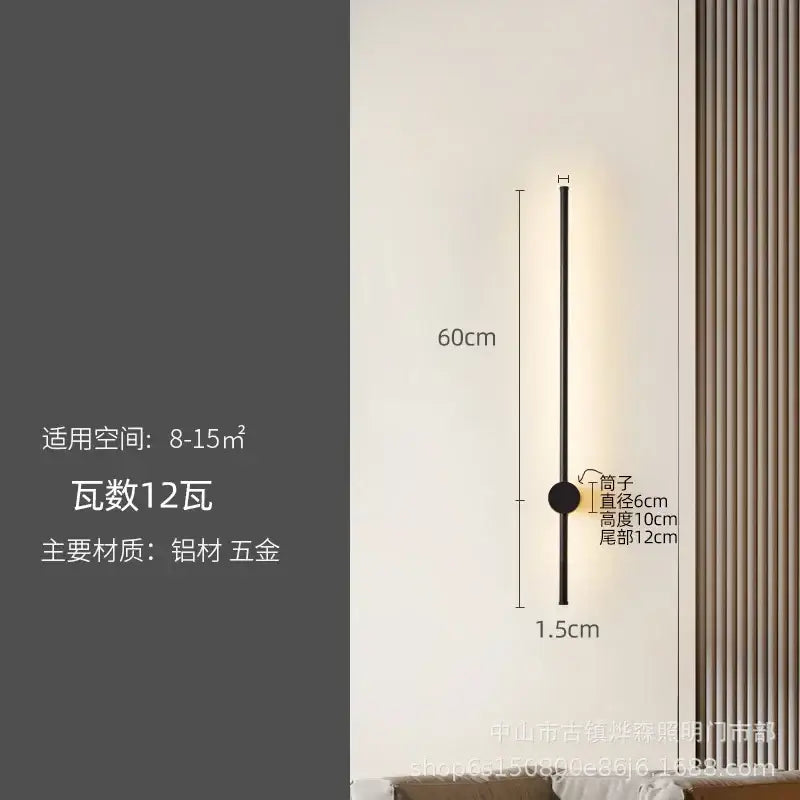 A sleek black wall lamp with a slim cylindrical design and circular accent for modern decorbites led strip lighting