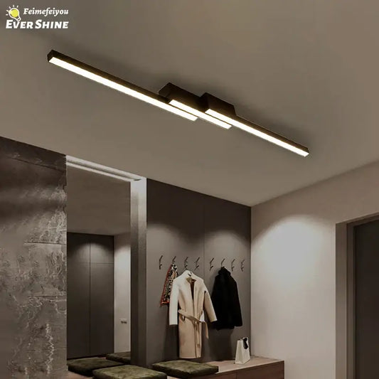 Modern black minimalist led ceiling light with two illuminated strips for living room decorbites led ceiling lighting