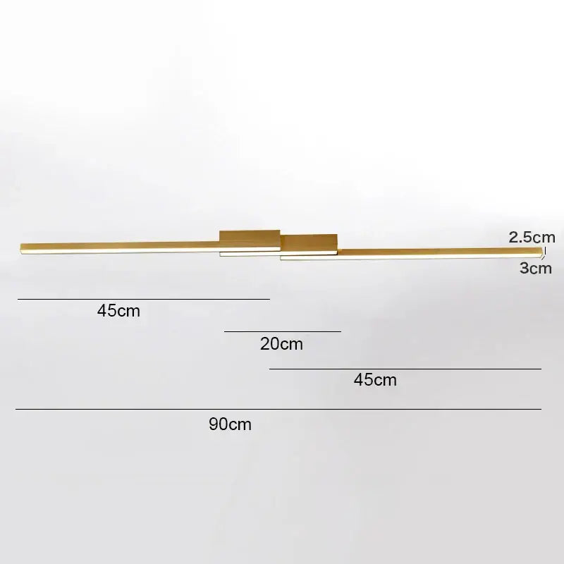 Modern gold-toned linear wall sconce with minimalist design and segmented lighting perfect for decorbites led ceiling light use