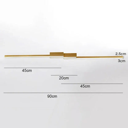 Modern gold-toned linear wall sconce with minimalist design and segmented lighting perfect for decorbites led ceiling light use