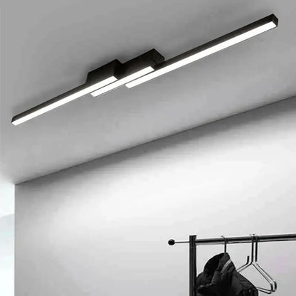 Modern black minimalist led ceiling light with two illuminated strips for living room decorbites led ceiling light design