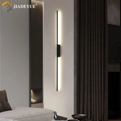 Modern black minimalist led strip wall lamp with sleek vertical design and warm led light for living room decorbites wall lamp