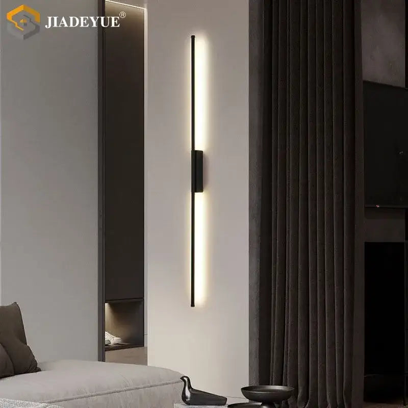 Modern black minimalist led strip wall lamp with sleek vertical design and warm led light for living room decorbites wall lamp