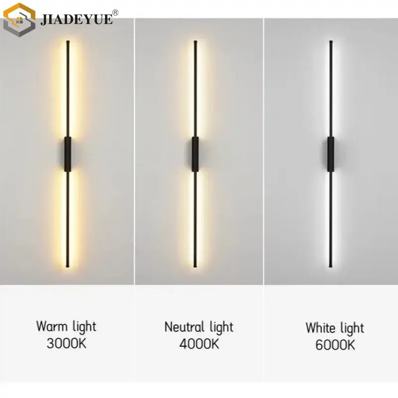 Modern black minimalist led strip wall lamp with sleek vertical design and warm neutral white lighting options decorbites led strip wall lamp