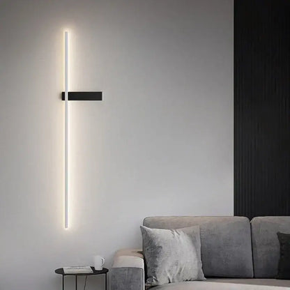 Modern black minimalist led wall lights with sleek vertical led strip and rectangular base for bedroom decorbites led wall