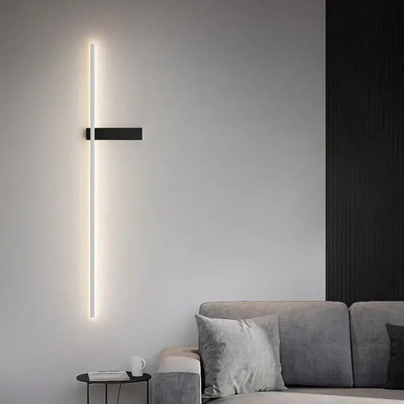 Modern black minimalist led wall lights with sleek vertical led strip and rectangular base for bedroom decorbites led wall