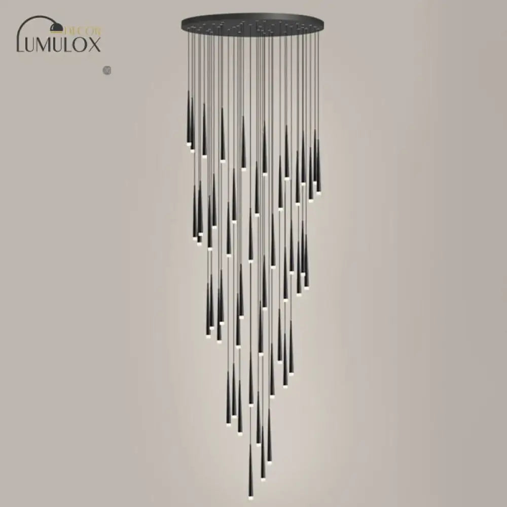 Black lumulox minimalist metallic multi ceiling light with sleek cascading led light strands and acrylic shade suspension