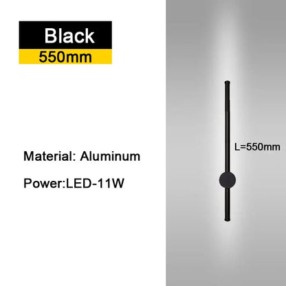 Black 550mm aluminum rotatable led wall sconce with sleek cylindrical design and circular accent for modern bedrooms